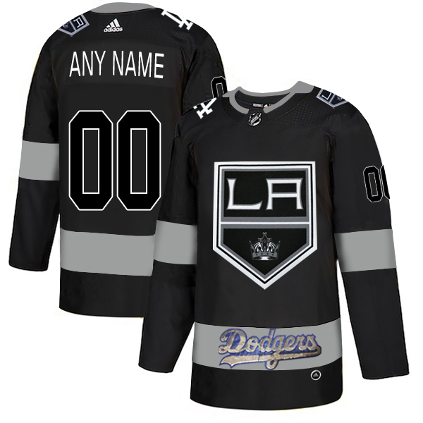 LA Kings With Dodgers Black Men's Customized Adidas Jersey - Click Image to Close