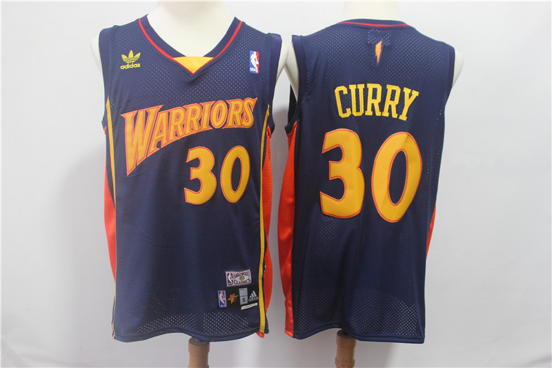 Warriors 30 Stephen Curry Navy Hardwood Classics Jersey