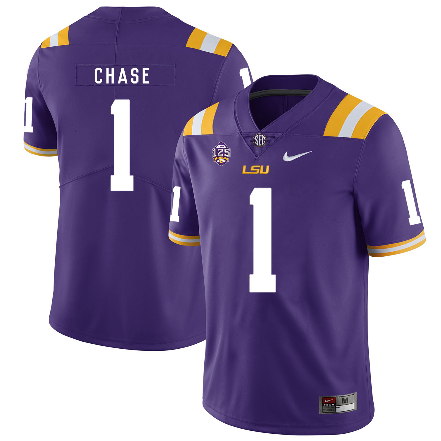 LSU Tigers 1 Ja'marr Chase Purple Nike College Football Jersey - Click Image to Close