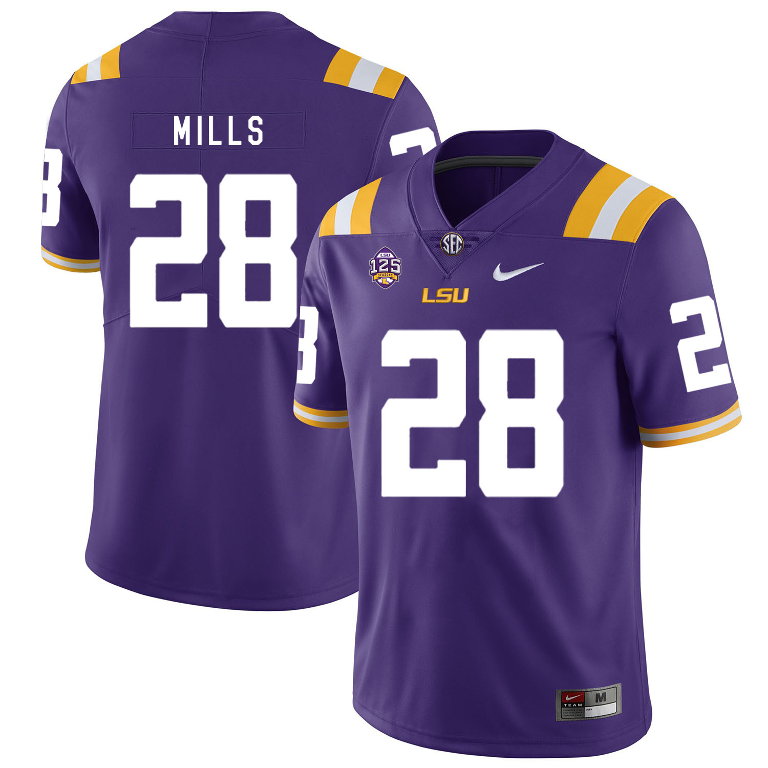 LSU Tigers 28 Jalen Mills Purple Nike College Football Jersey - Click Image to Close