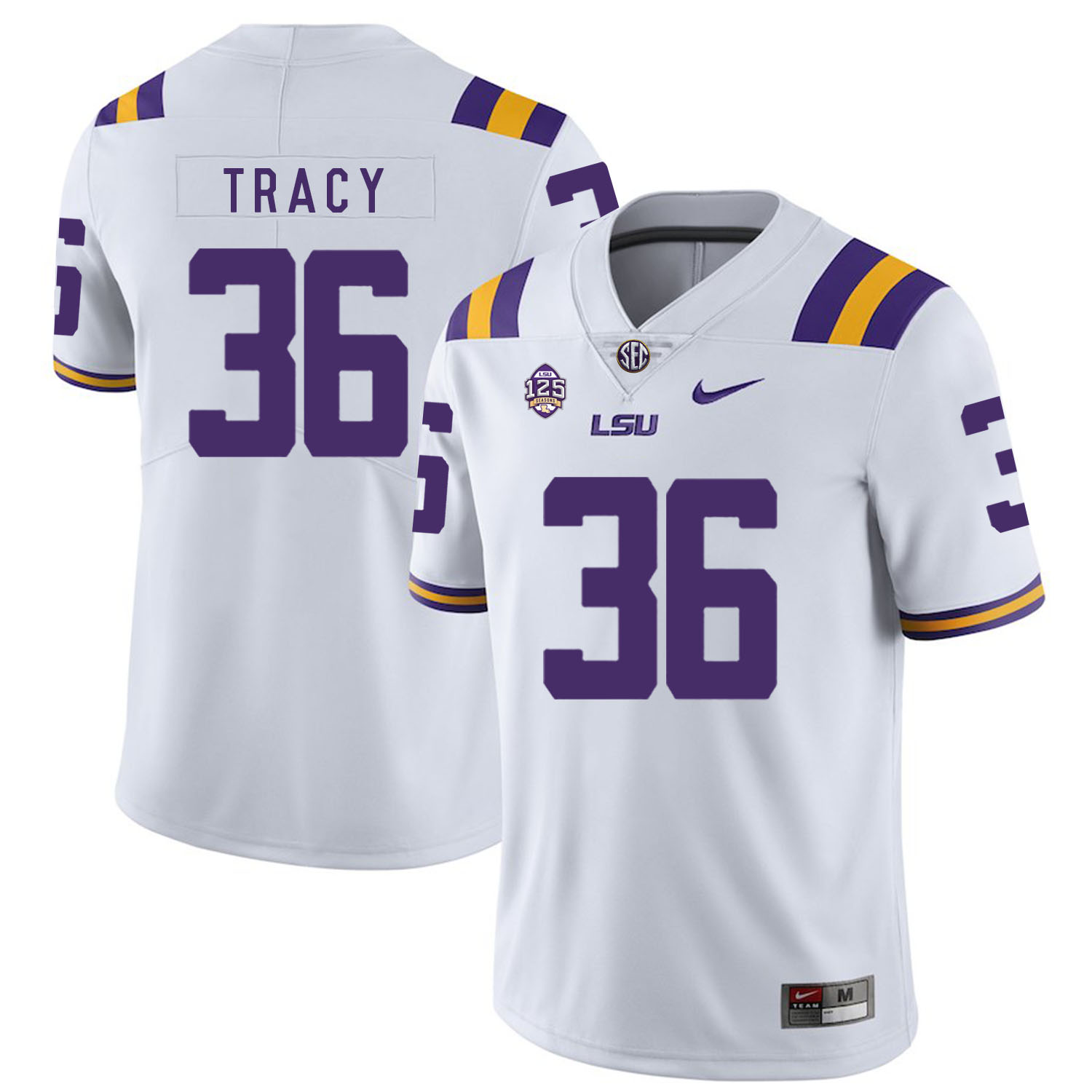 LSU Tigers 36 Cole Tracy White Nike College Football Jersey