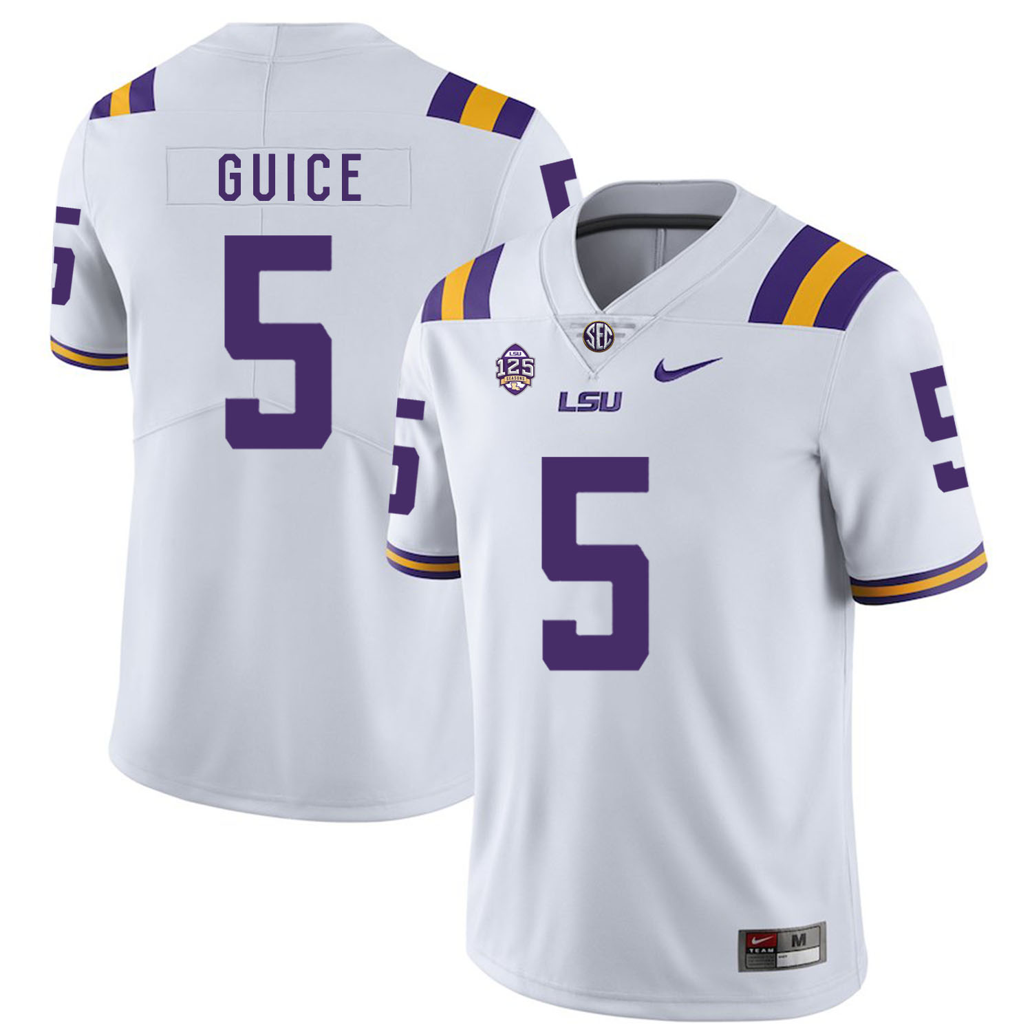 LSU Tigers 5 Derrius Guice White Nike College Football Jersey - Click Image to Close