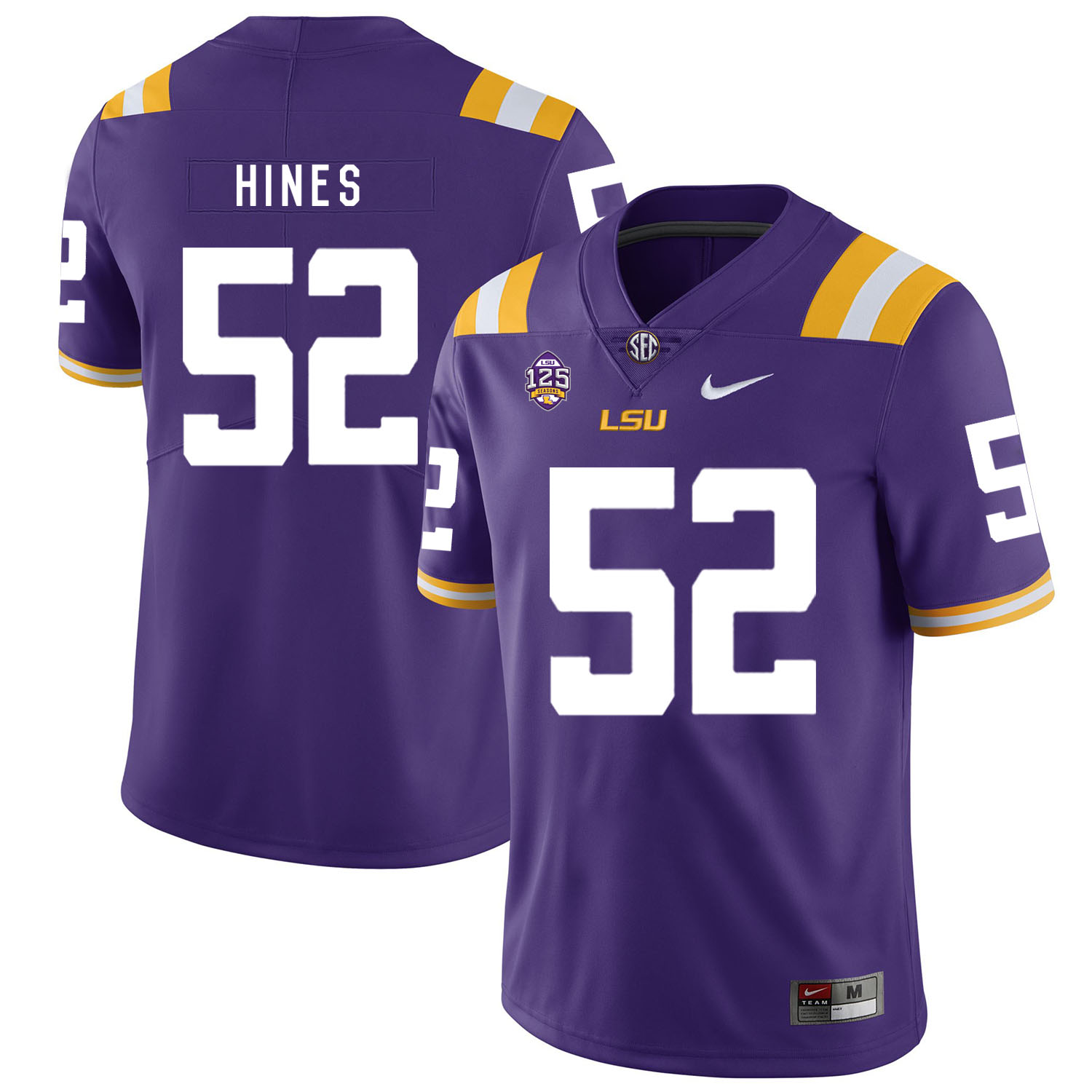 LSU Tigers 52 Chasen Hines Purple Nike College Football Jersey
