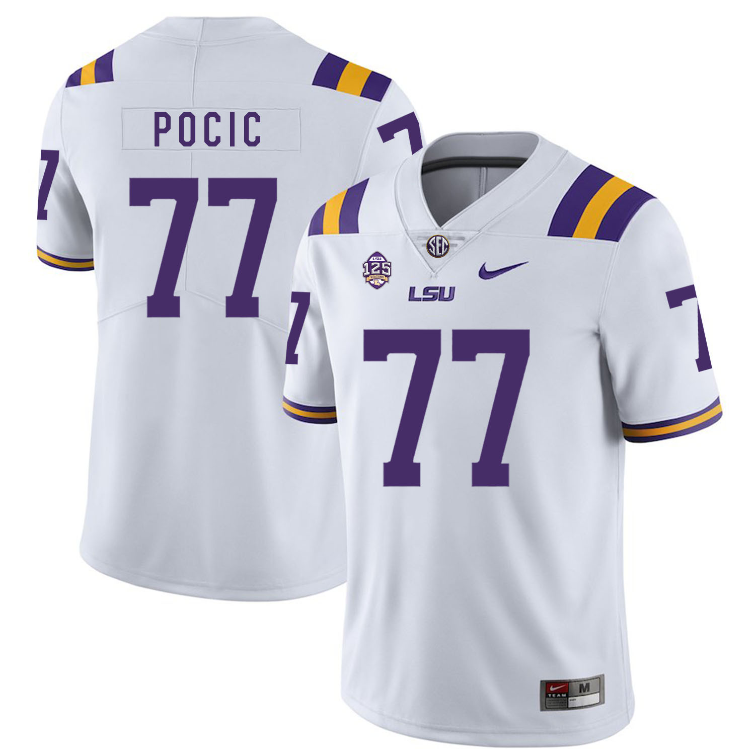LSU Tigers 77 Ethan Pocic White Nike College Football Jersey