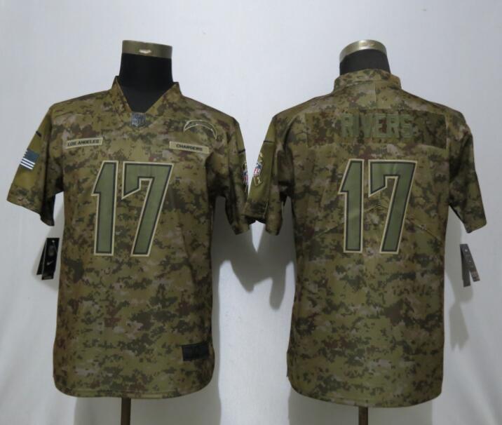 Nike Chargers 17 Philip Rivers Camo Women Salute To Service Limited Jersey