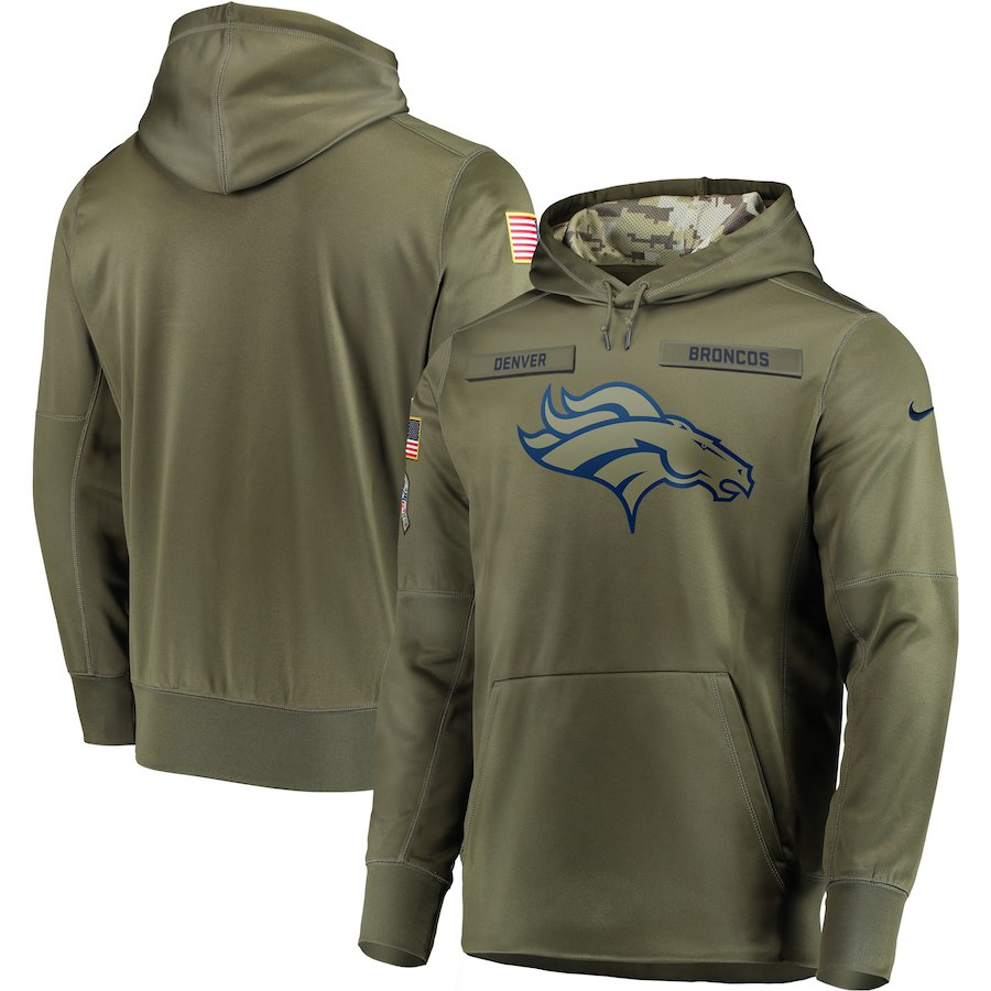 Nike Broncos Olive Salute To Service Men's Pullove Hoodie