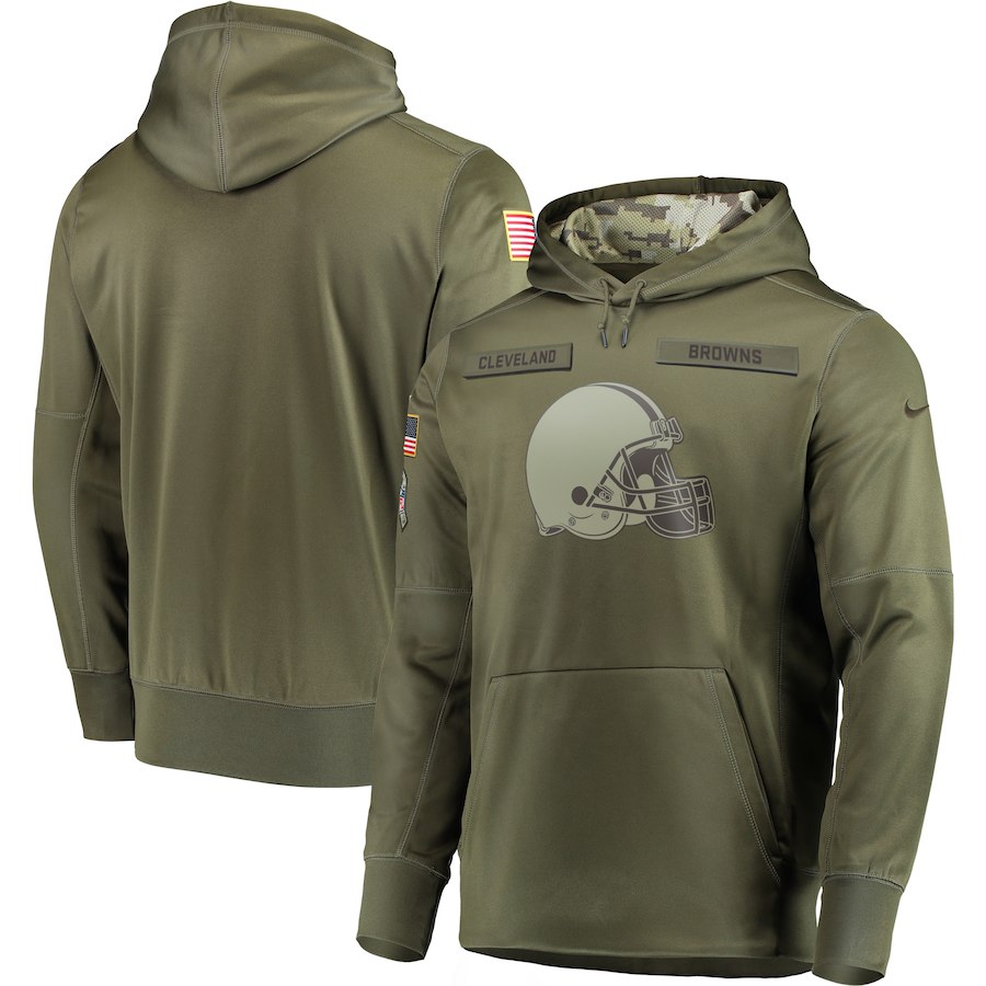 Nike Browns Olive Salute To Service Men's Pullove Hoodie - Click Image to Close