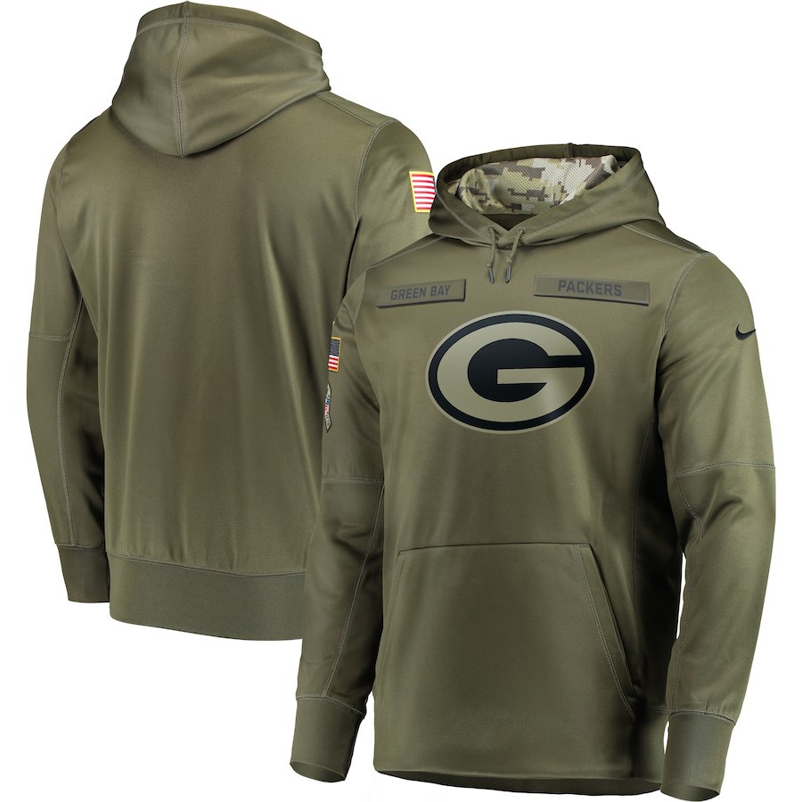 Nike Packers Olive Salute To Service Men's Pullove Hoodie