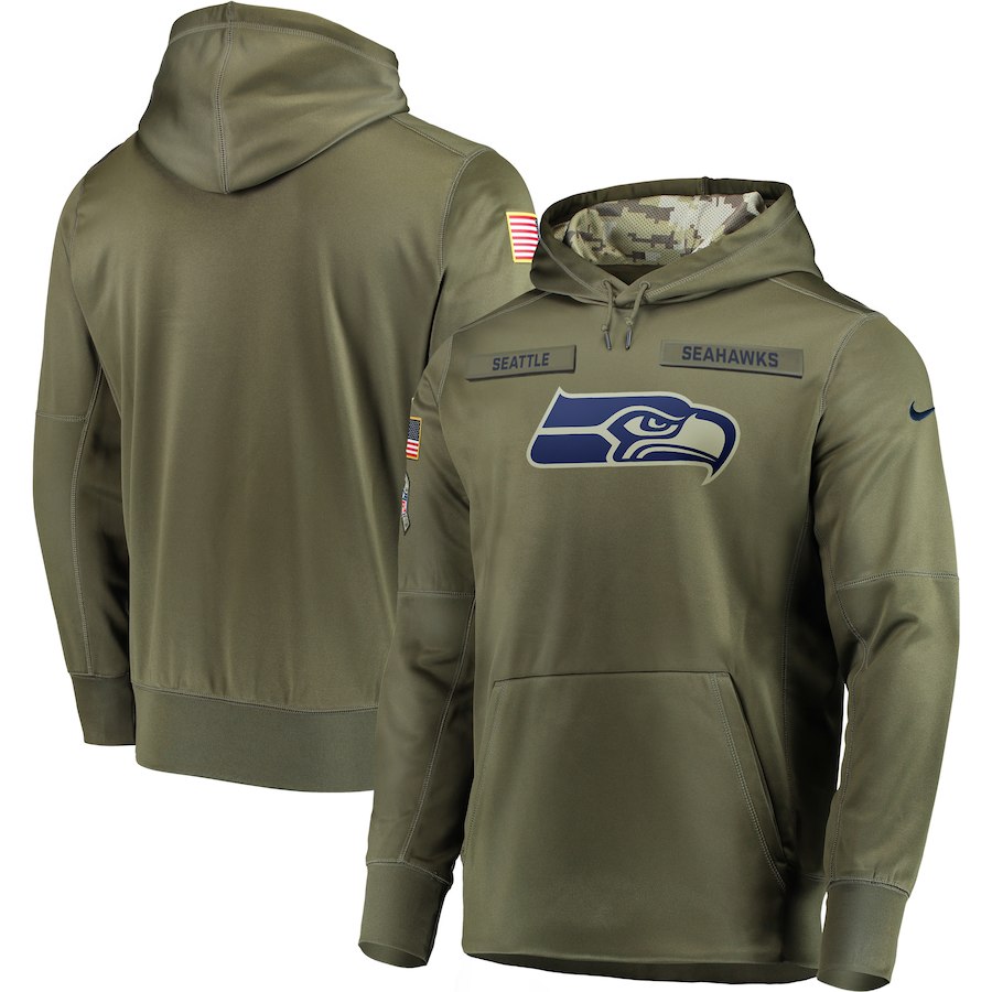 Nike Seahawks Olive Salute To Service Men's Pullove Hoodie