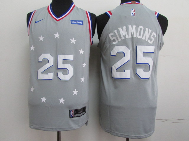 76ers 25 Ben Simmons Gray 2018-19 City Edition Nike Authentic Jersey - Click Image to Close