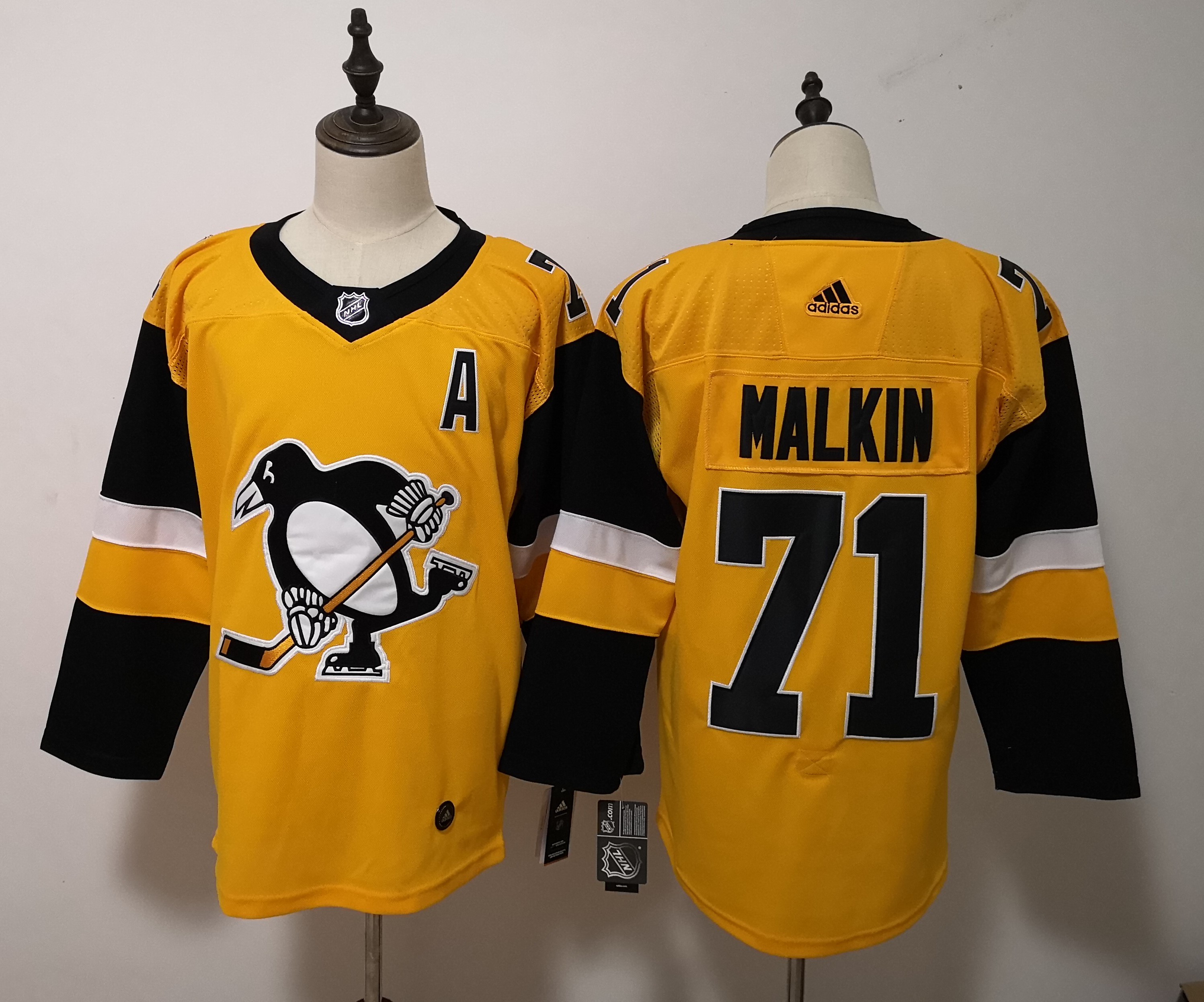 Penguins 71 Evgeni Malkin Gold Gold Alternate Adidas Jersey