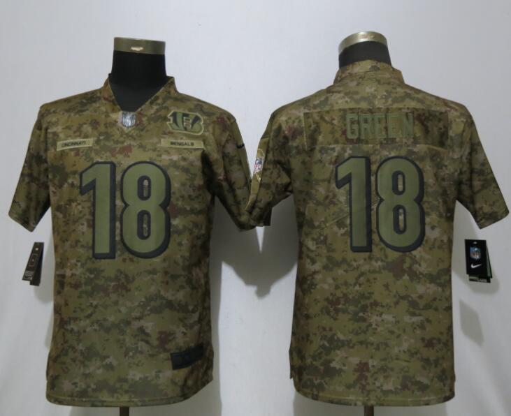 Nike Bengals 18 A.J. Green Camo Women Salute To Service Limited Jersey