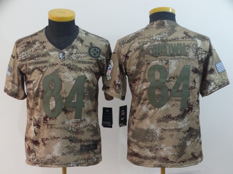 Nike Steelers 84 Antonio Brown Camo Youth Salute To Service Limited Jersey