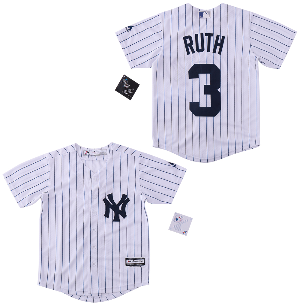 Yankees 3 Babe Ruth White Cool Base Jersey - Click Image to Close
