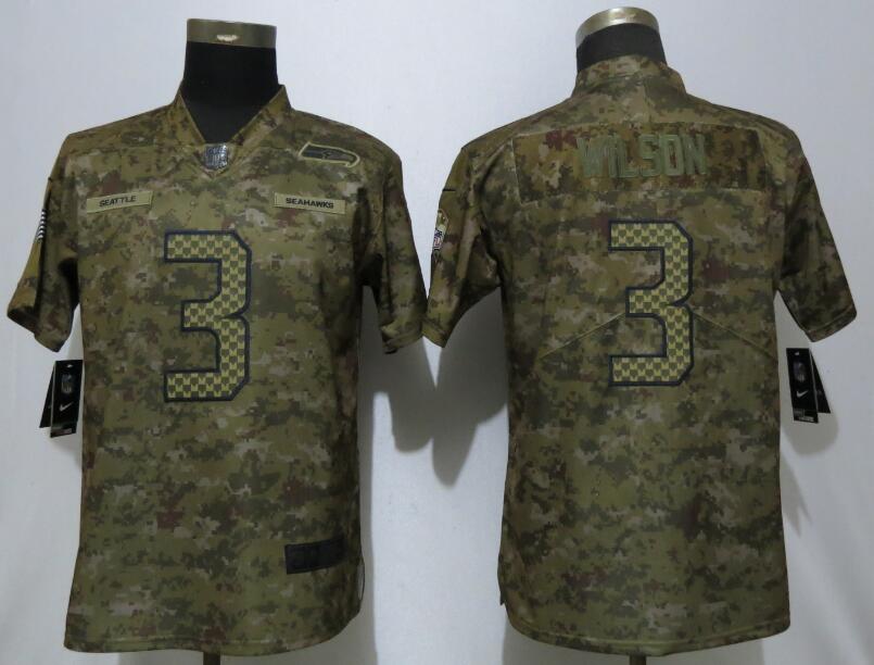 Nike Seahawks 3 Russell Wilson Camo Women Salute To Service Limited Jersey