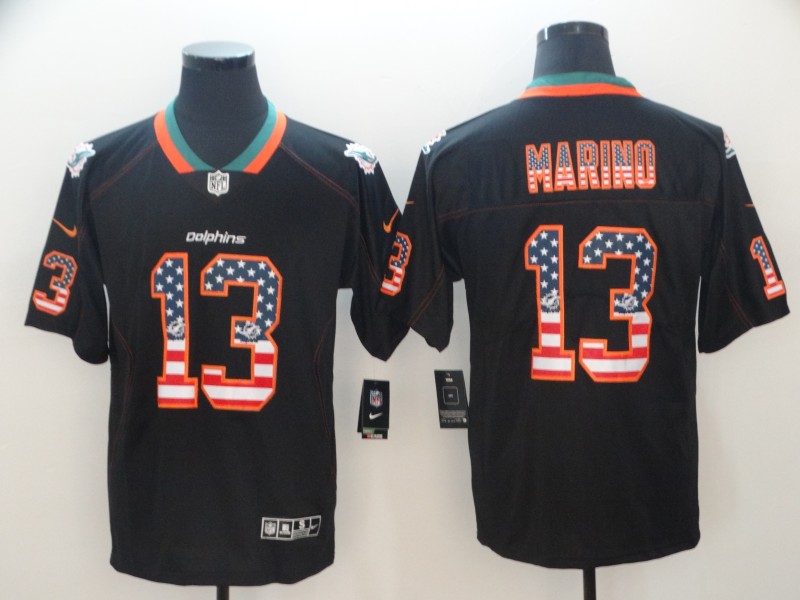 Nike Dolphins 13 Dan Marino Black USA Flag Fashion Limited Jersey