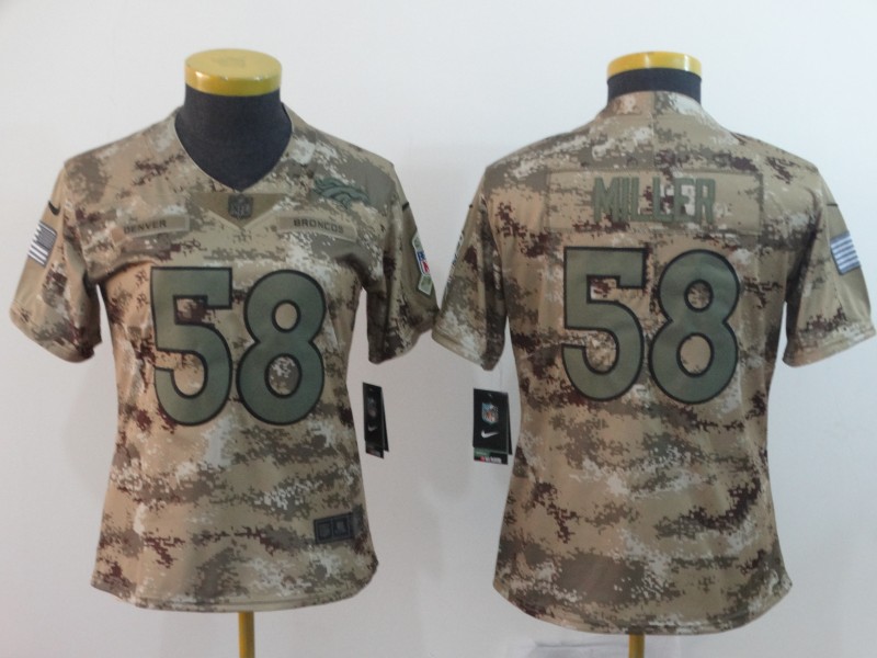 Nike Broncos 58 Von Miller Camo Women Salute To Service Limited Jersey