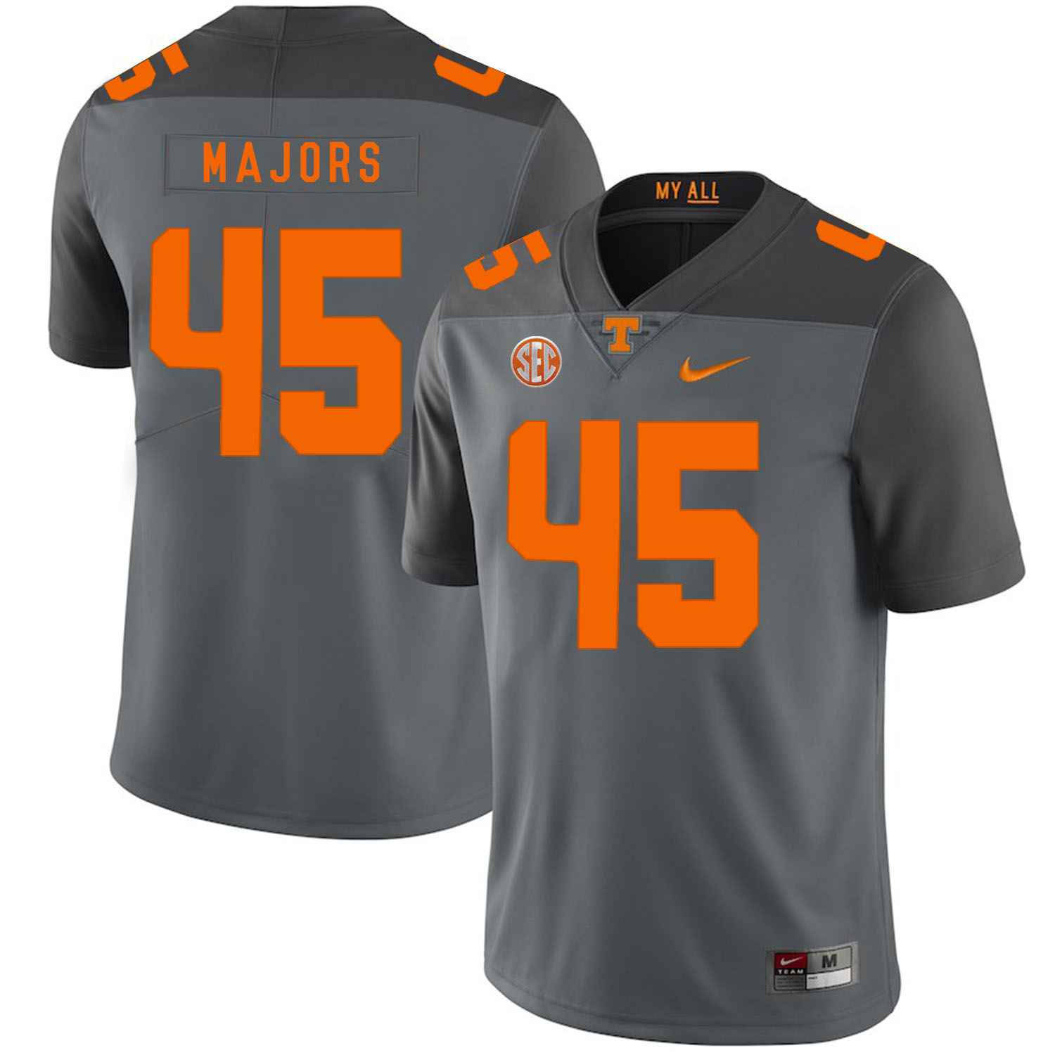 Tennessee Volunteers 45 Johnny Majors Gray Nike College Football Jersey