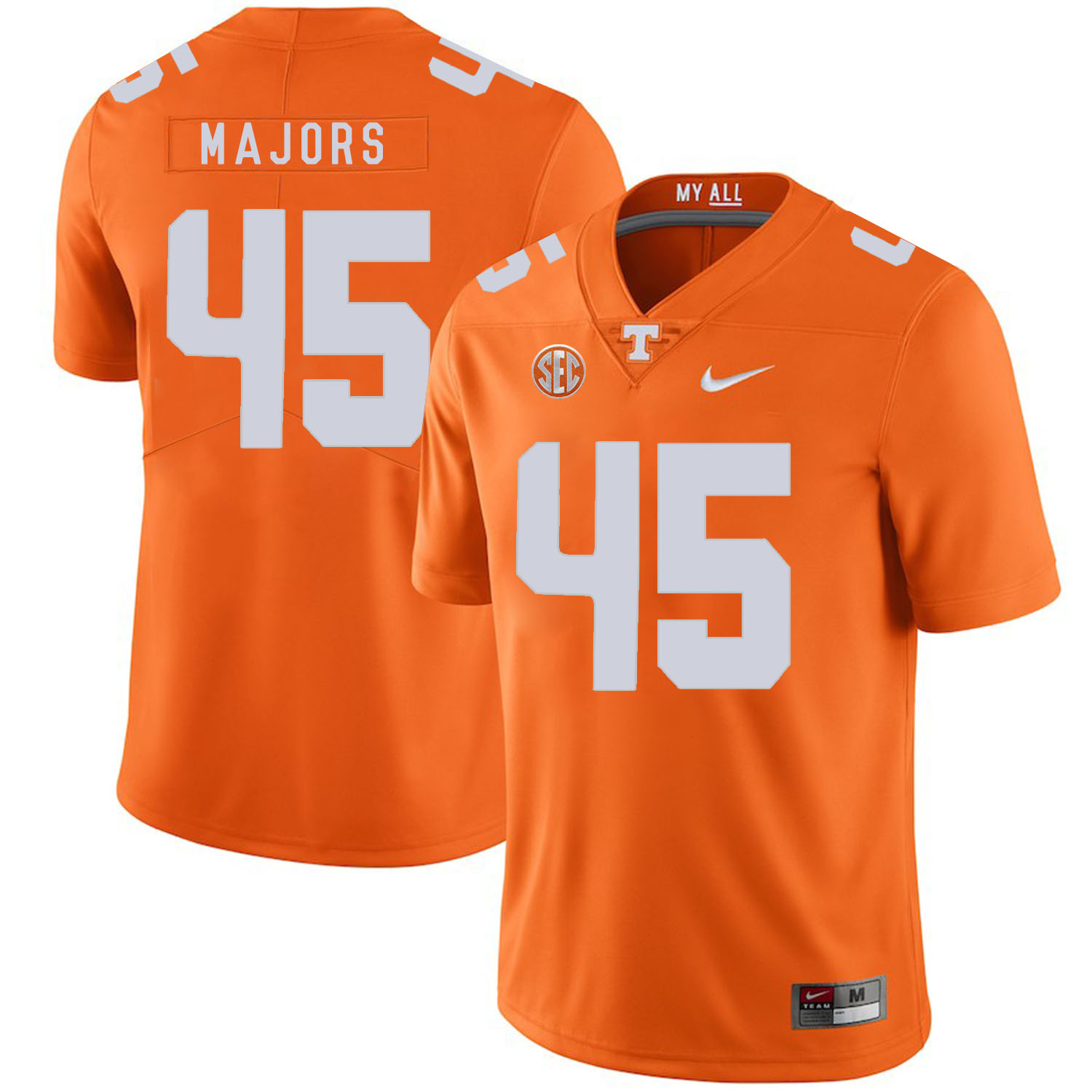 Tennessee Volunteers 45 Johnny Majors Orange Nike College Football Jersey