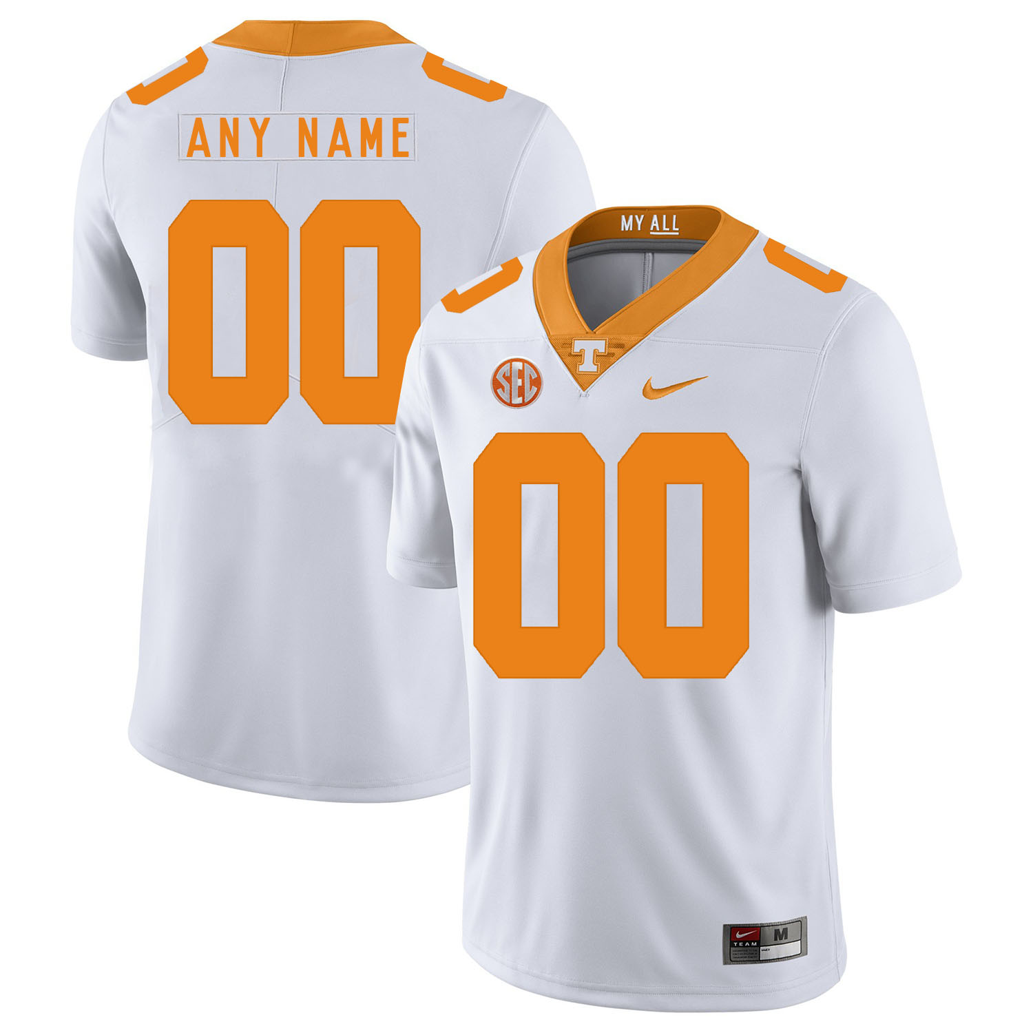 Tennessee Volunteers White Men's Customized Nike College Football Jersey