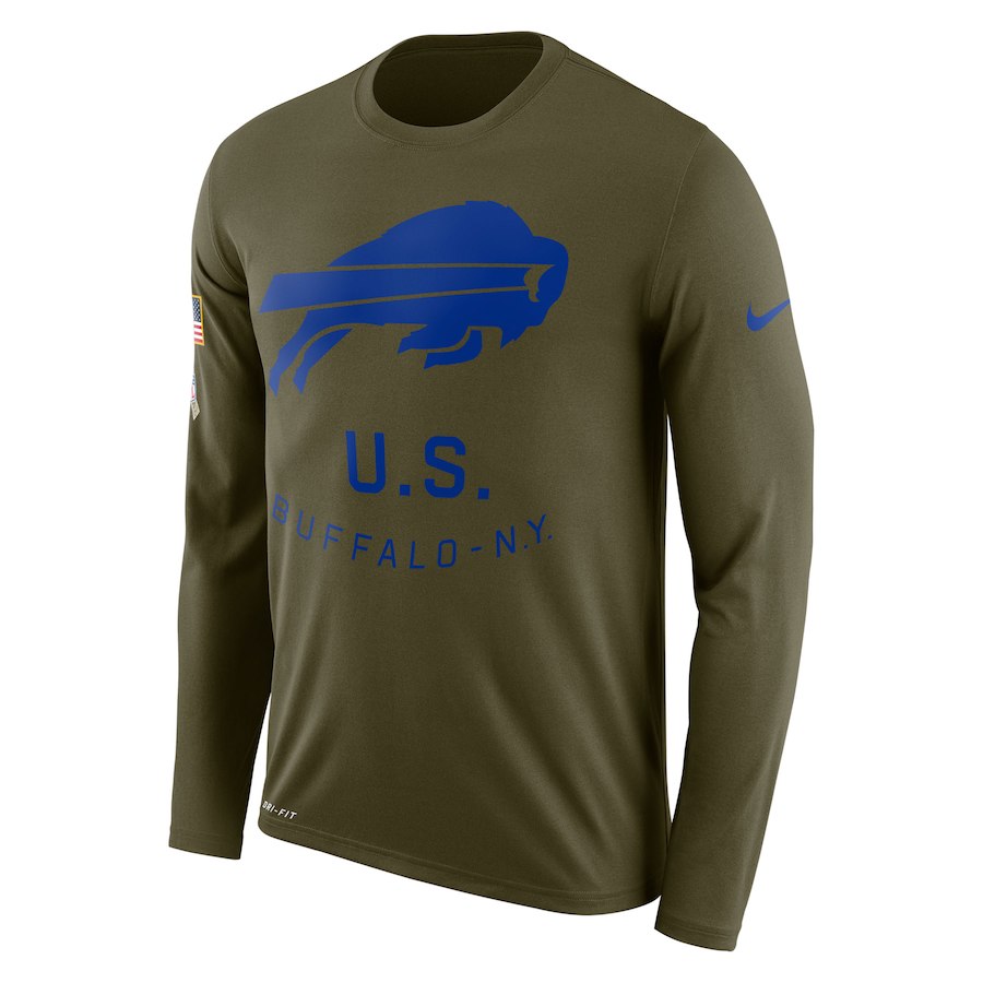 Buffalo Bills Nike Salute to Service Sideline Legend Performance Long Sleeve T-Shirt Olive - Click Image to Close