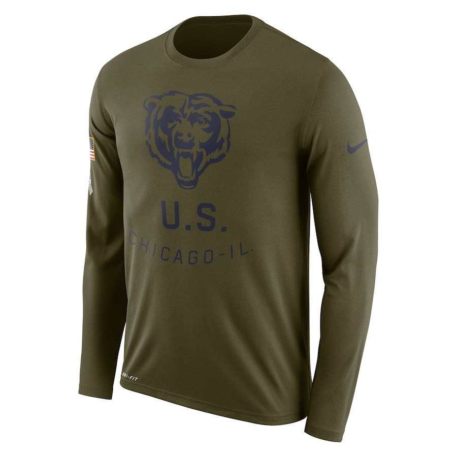 Chicago Bears Nike Salute to Service Sideline Legend Performance Long Sleeve T-Shirt Olive