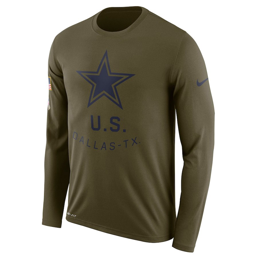 Dallas Cowboys Nike Salute to Service Sideline Legend Performance Long Sleeve T-Shirt Olive