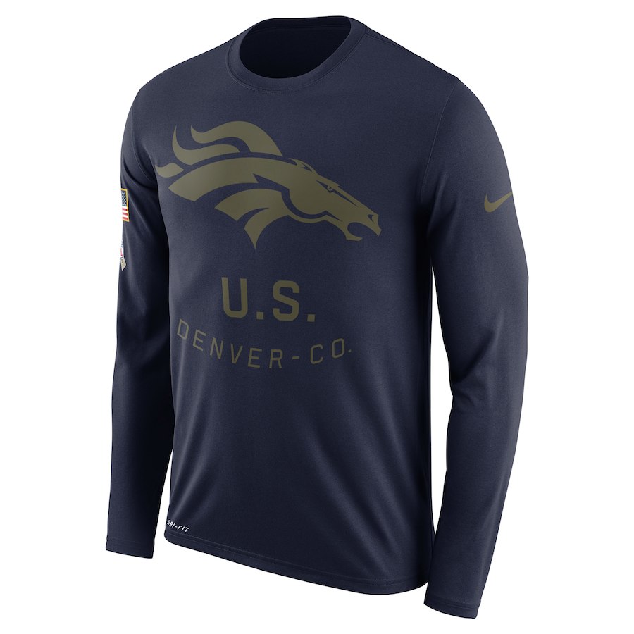 Denver Broncos Nike Salute to Service Sideline Legend Performance Long Sleeve T-Shirt Navy - Click Image to Close