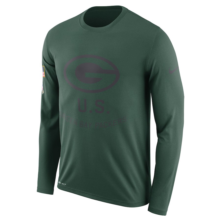 Green Bay Packers Nike Salute to Service Sideline Legend Performance Long Sleeve T-Shirt Green