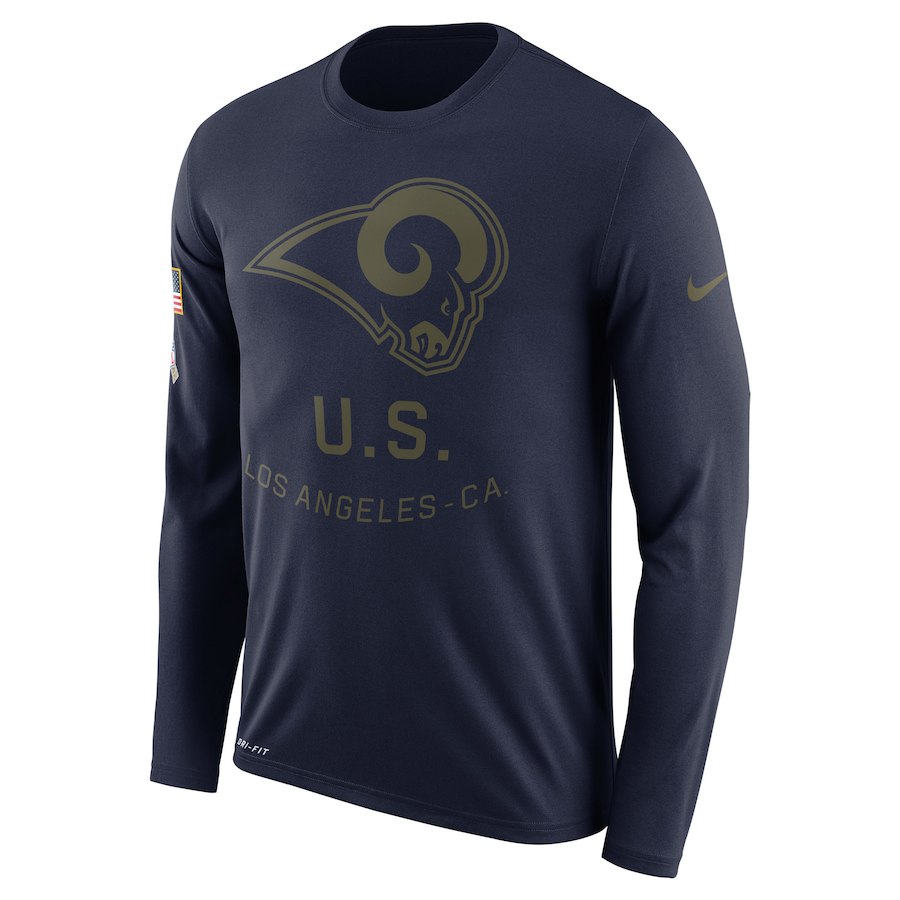 Los Angeles Rams Nike Salute to Service Sideline Legend Performance Long Sleeve T-Shirt Navy - Click Image to Close