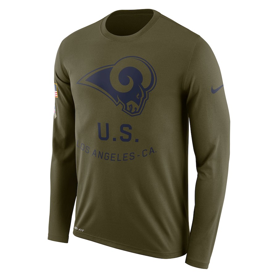 Los Angeles Rams Nike Salute to Service Sideline Legend Performance Long Sleeve T-Shirt Olive