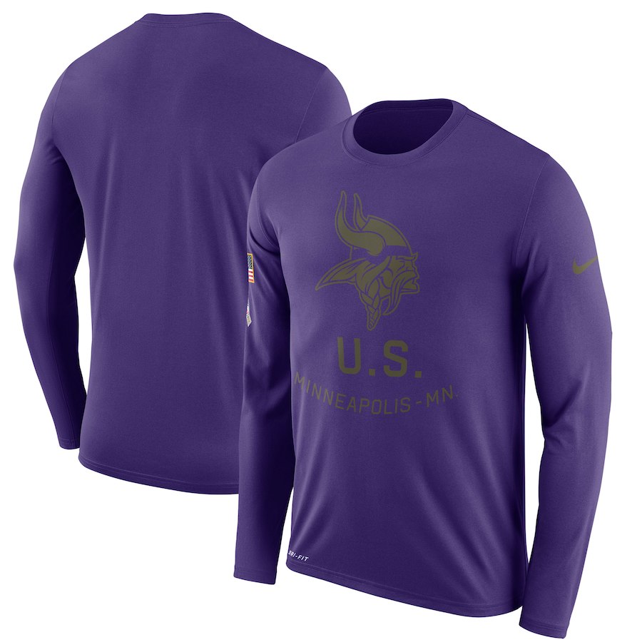 Minnesota Vikings Nike Salute to Service Sideline Legend Performance Long Sleeve T-Shirt Purple