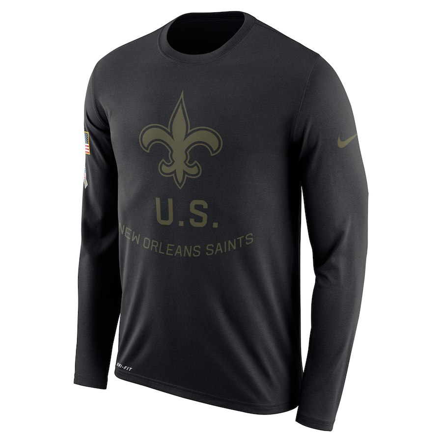 New Orleans Saints Nike Salute to Service Sideline Legend Performance Long Sleeve T-Shirt Black - Click Image to Close