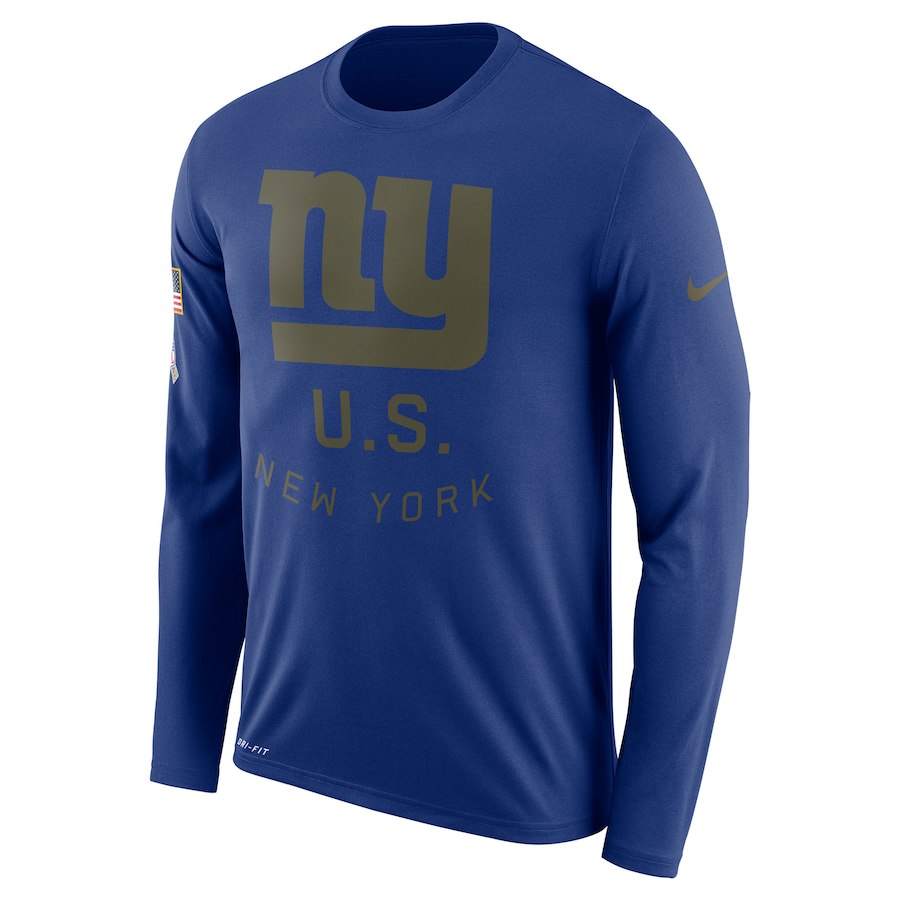 New York Giants Nike Salute to Service Sideline Legend Performance Long Sleeve T-Shirt Royal