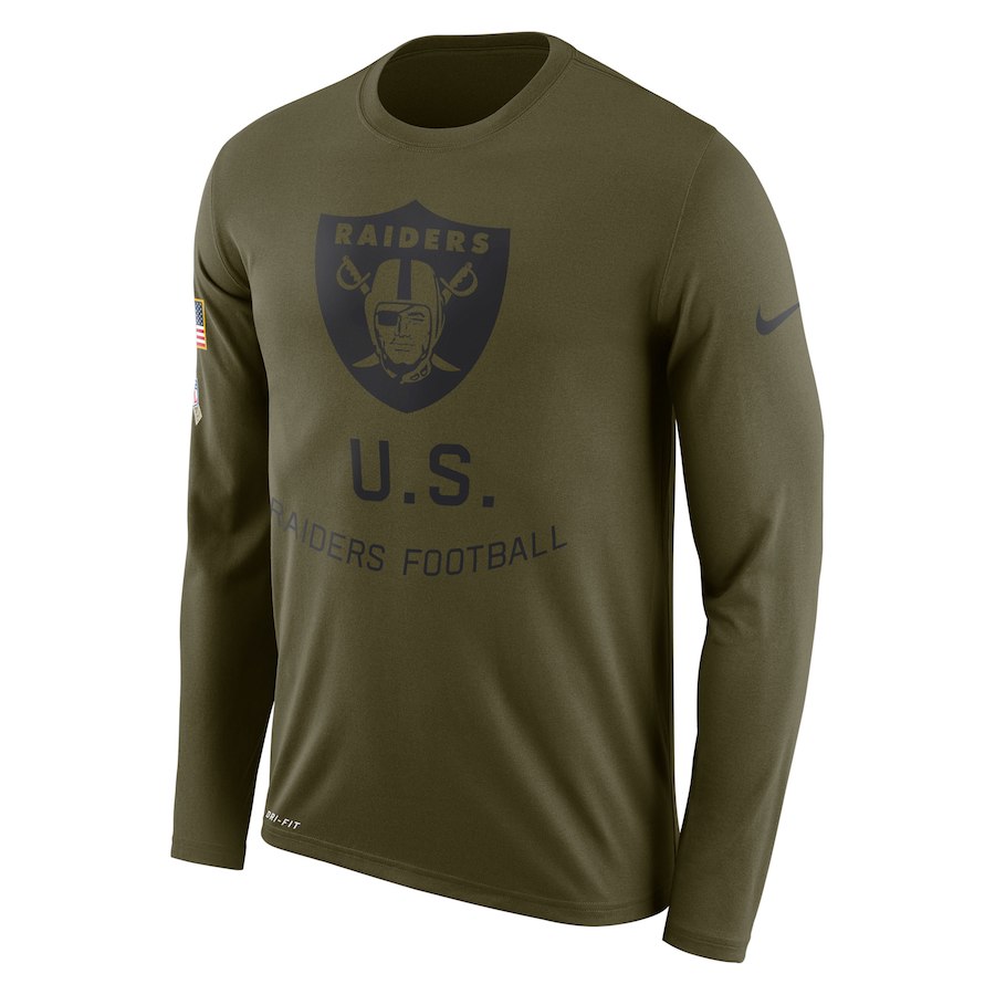 Oakland Raiders Nike Salute to Service Sideline Legend Performance Long Sleeve T-Shirt Olive