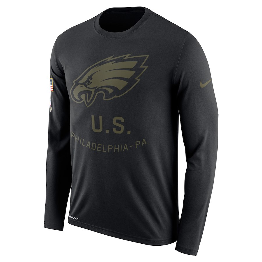 Philadelphia Eagles Nike Salute to Service Sideline Legend Performance Long Sleeve T-Shirt Black