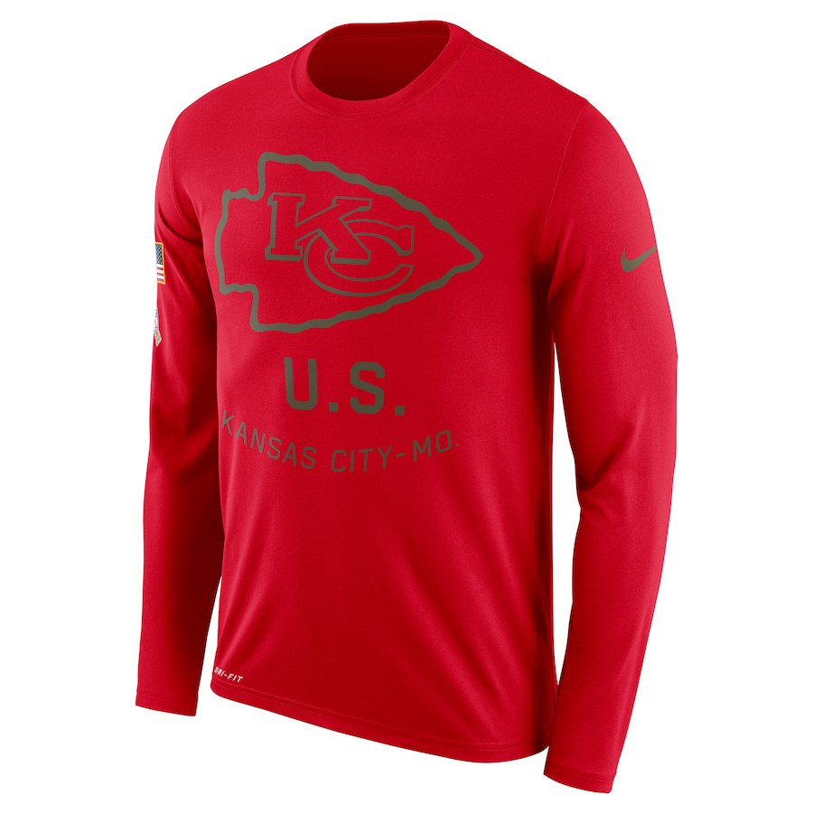 San Francisco 49ers Nike Salute to Service Sideline Legend Performance Long Sleeve T-Shirt Scarlet - Click Image to Close