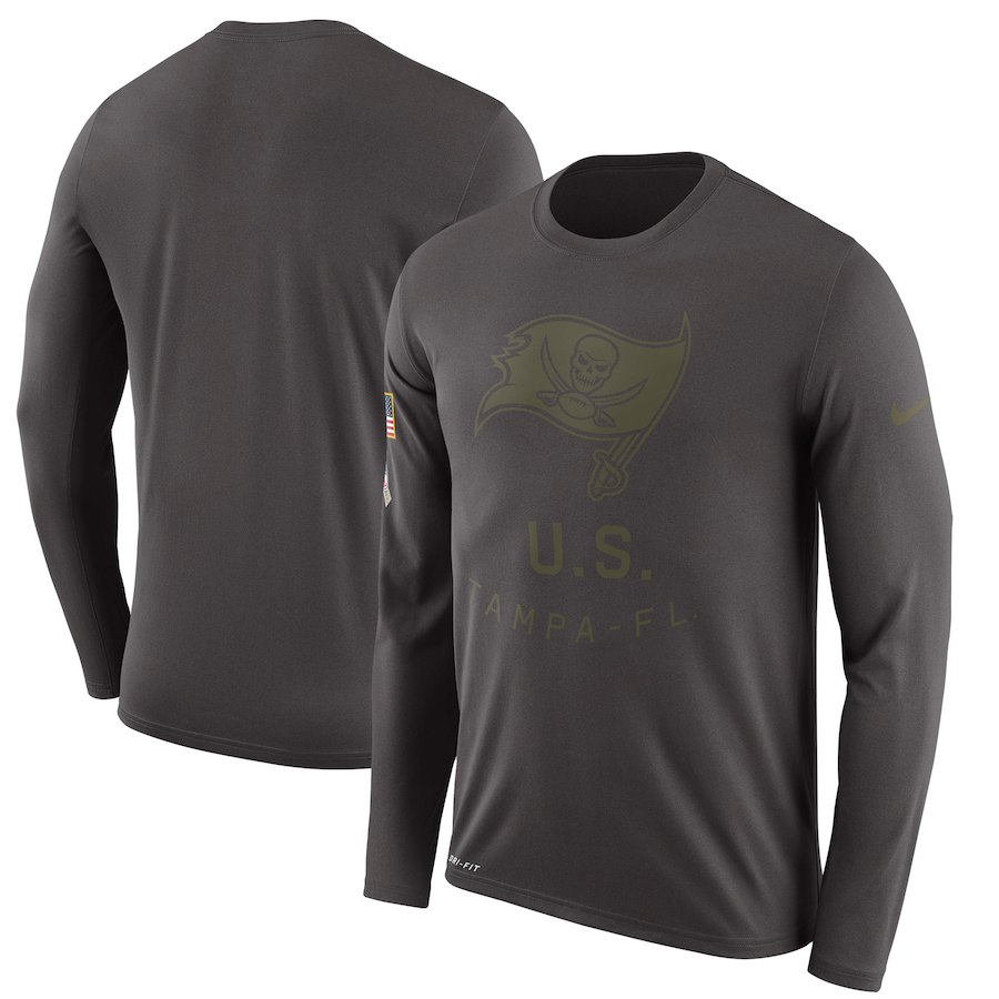 Tampa Bay Buccaneers Nike Salute to Service Sideline Legend Performance Long Sleeve T-Shirt Pewete - Click Image to Close