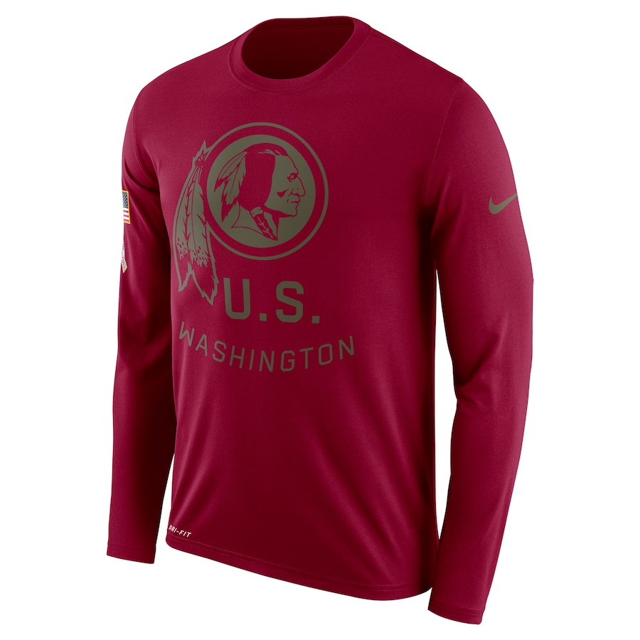 Washington Redskins Nike Salute to Service Sideline Legend Performance Long Sleeve T-Shirt Burgundy