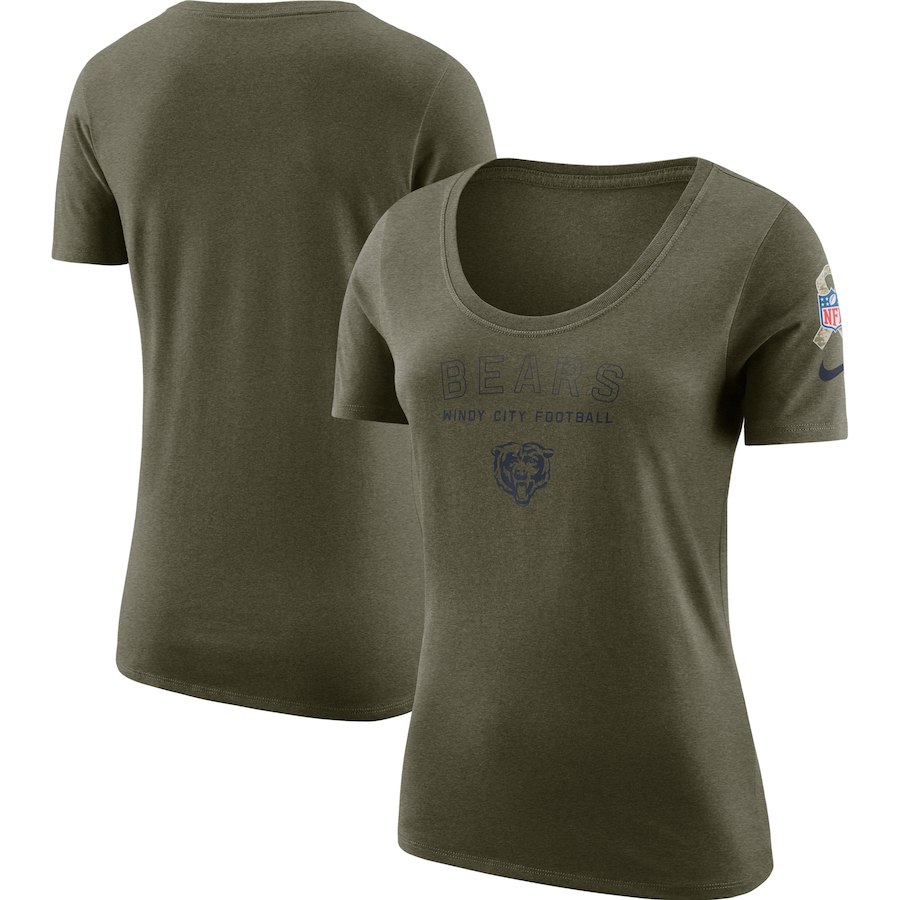 Chicago Bears Nike Women's Salute to Service Legend Scoop Neck T-Shirt Olive - Click Image to Close