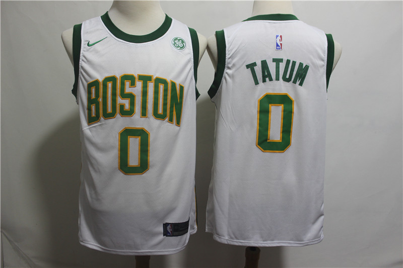 Celtics 0 Jayson Tatum White 2018-19 City Edition Nike Swingman Jersey