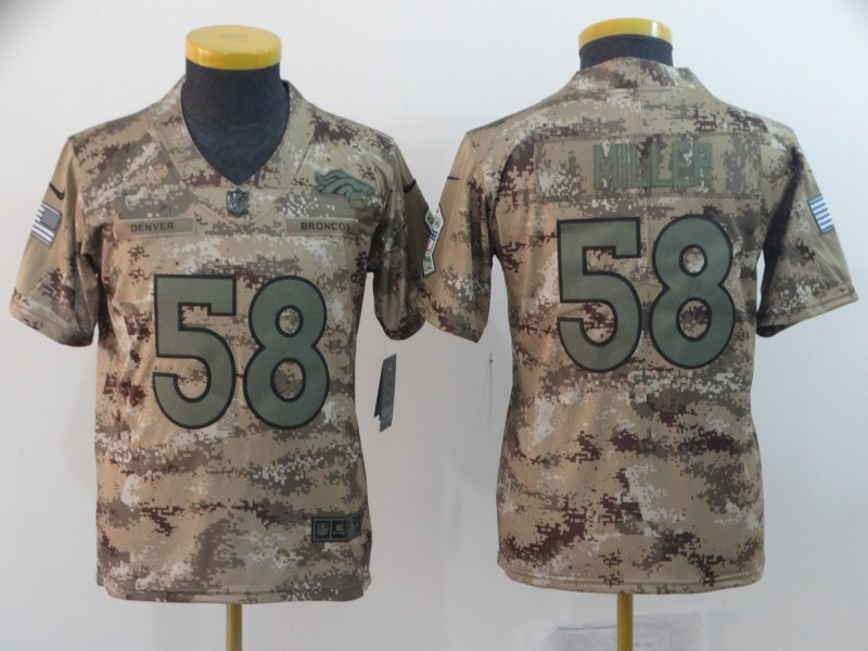 Nike Broncos 58 Von Miller Camo Youth Salute To Service Limited Jersey
