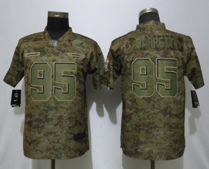 Nike Browns 95 Myles Garrett Camo Women Salute To Service Limited Jersey - Click Image to Close