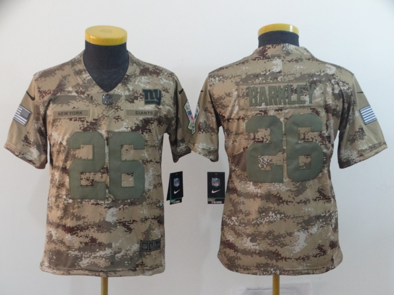 Nike Giants 26 Saquon Barkley Camo Youth Salute To Service Limited Jersey