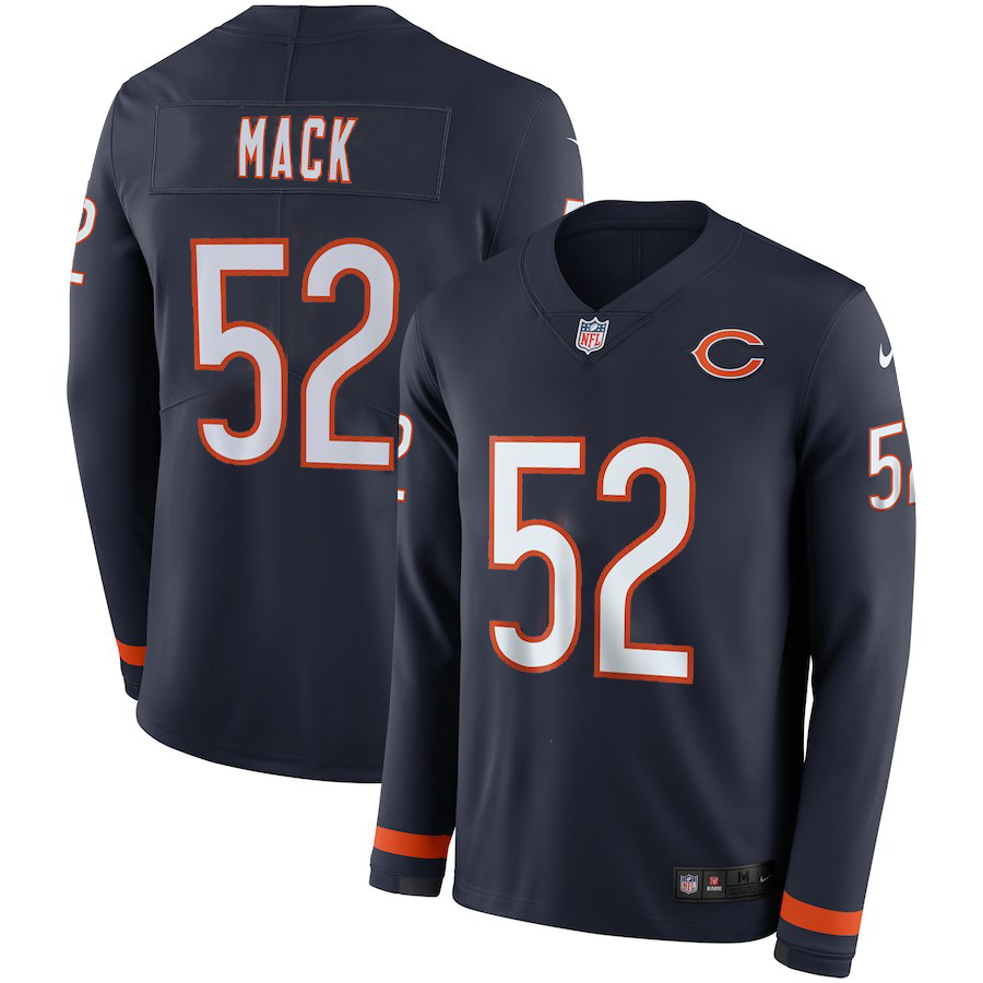 Nike Bears 52 Khalil Mack Navy Therma Long Sleeve Jersey