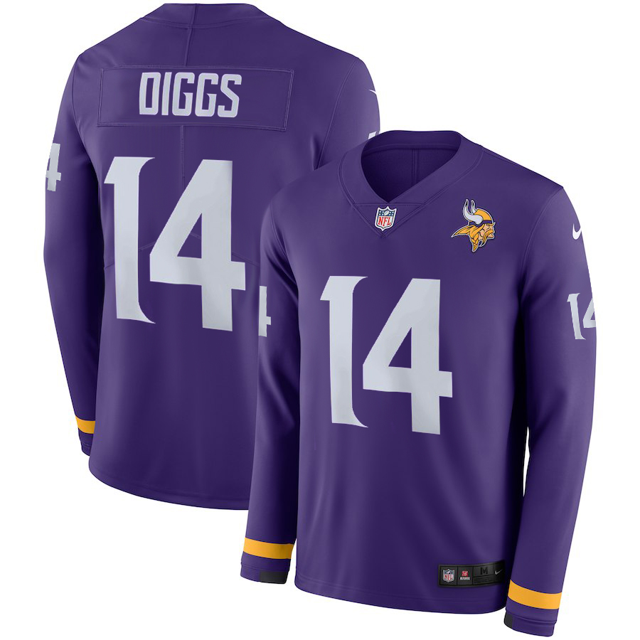 Nike Vikings 14 Stefon Diggs Purple Therma Long Sleeve Jersey