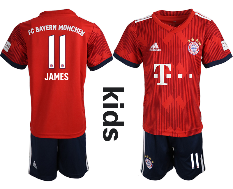 2018-19 Bayern Munich 11 JAMES Home Youth Soccer Jersey