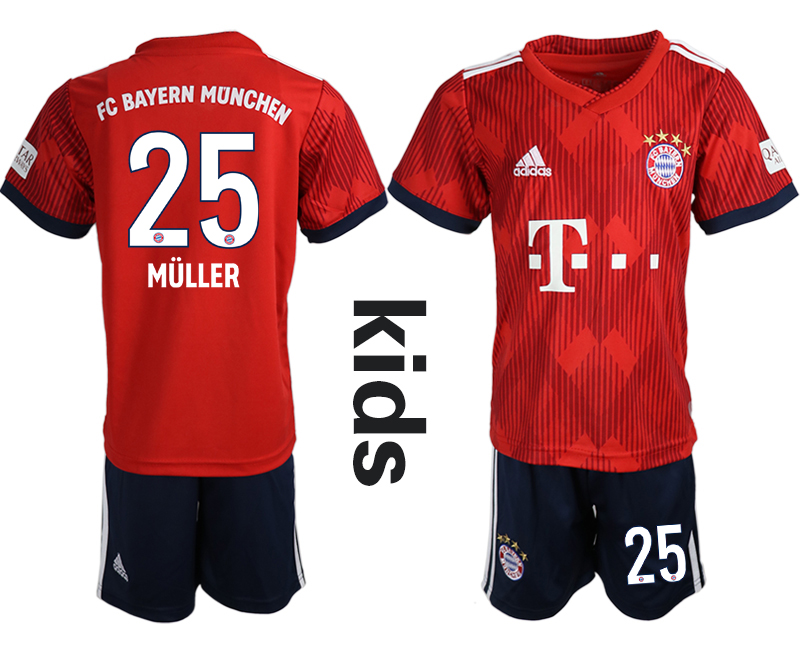 2018-19 Bayern Munich 25 MULLER Home Youth Soccer Jersey