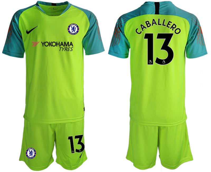 2018-19 Chelsea Fluorescent 13 CABALLERO Green Goalkeeper Soccer Jersey - Click Image to Close