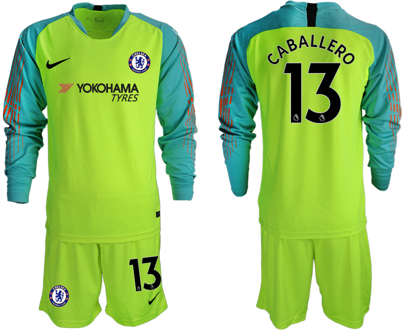 2018-19 Chelsea 13 CABALLERO Fluorescent Green Long Sleeve Goalkeeper Soccer Jersey